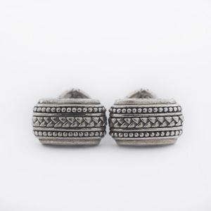 Scott Kay 925 Silver Basket Weave Rectangular Cufflinks